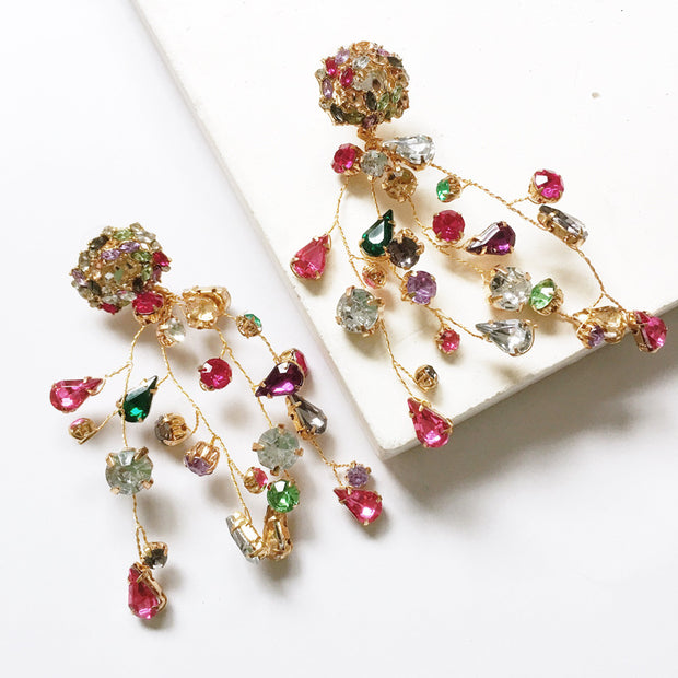 Earrings Colorful Diamond Earrings Colorful Crystal Earrings - Jps collections