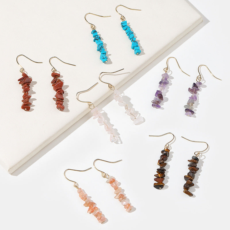 New Natural Crystal Stone Women's Earrings - Jps collections