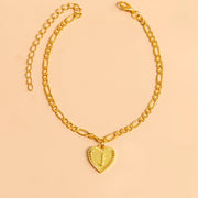 Initial Letter Anklet Gold Color Heart Pendant Foot Bracelets Women