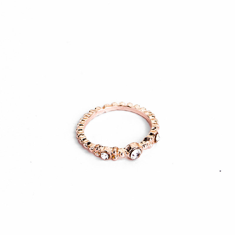 European And American Jewelry Rose Gold Stackable Diamonds Set Of Five Sets Of Rings BohemiaJ - Jps collections