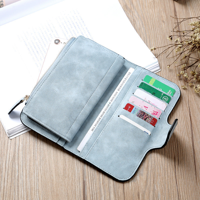 Matte PU Leather Multi-Function Wallet