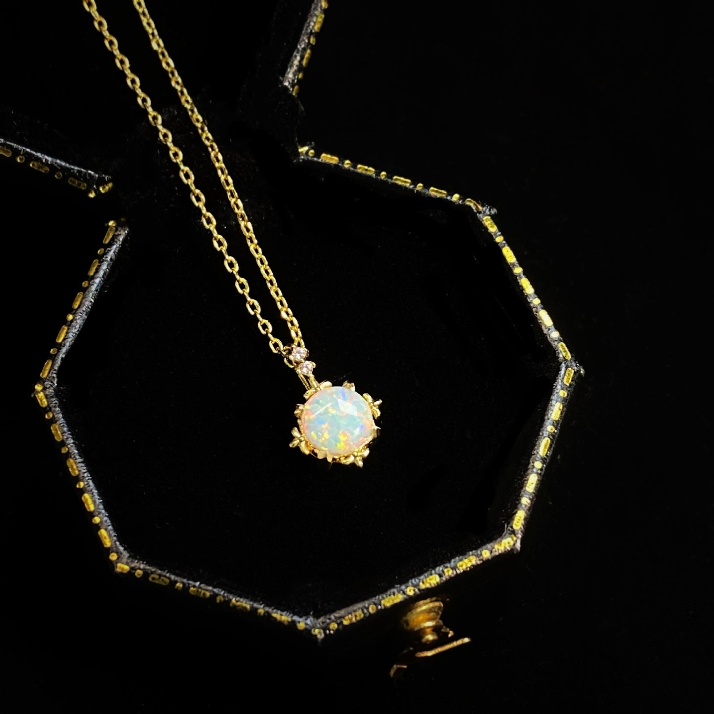 Opal Court Style Glow Gold Plated 14k Yellow Gold Necklace - Jps collections