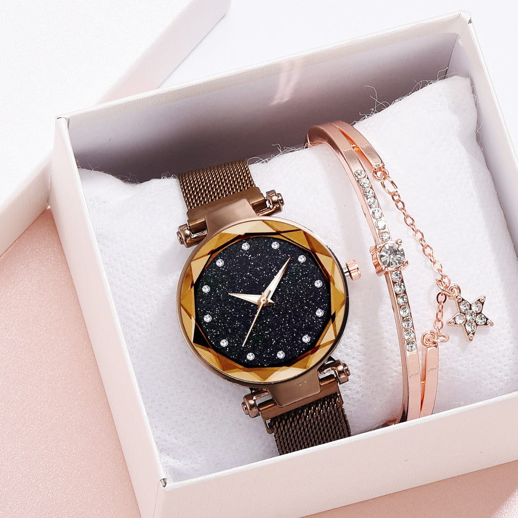 Luxury Women Watches Bracelet Set Fashion Elegant Magnet Buckle Ladies Starry Sky Watch Set Relogio - Jps collections