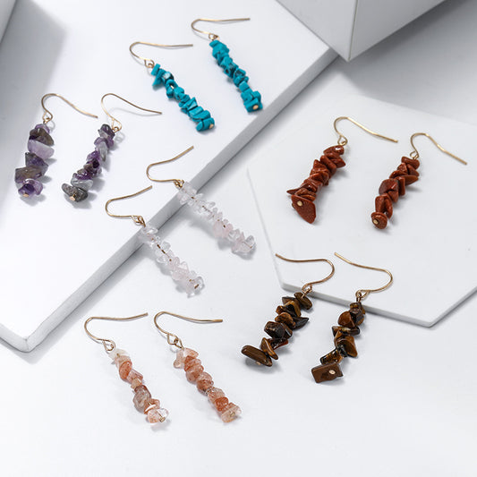 New Natural Crystal Stone Women's Earrings - Jps collections