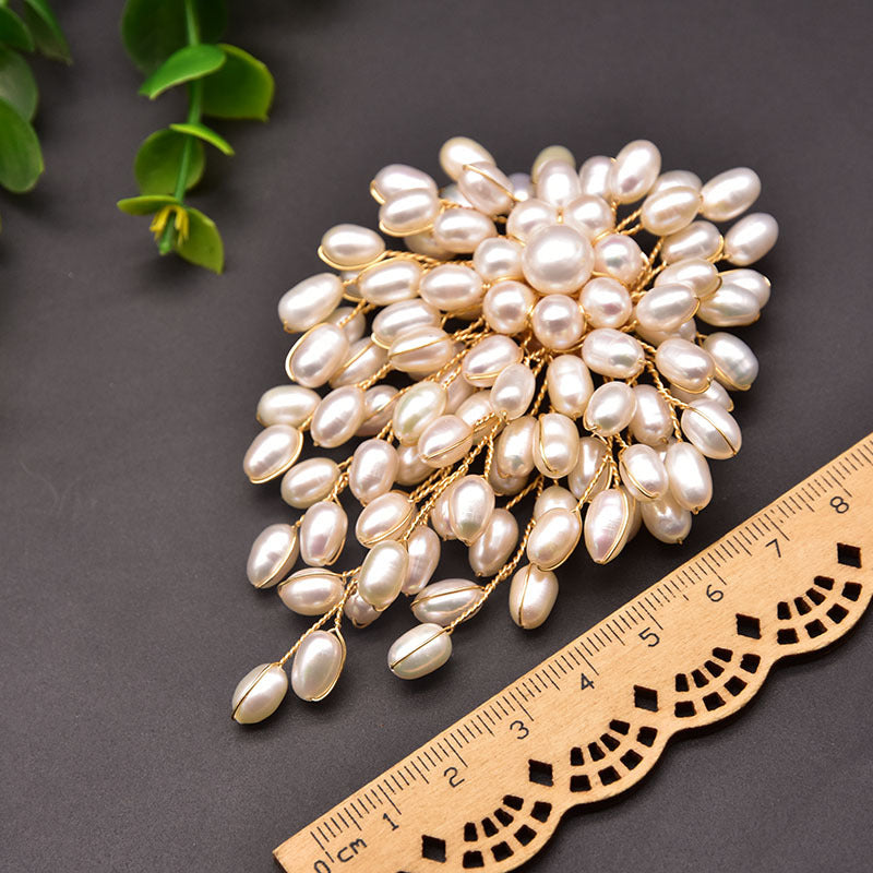 Natural Pearl Brooch Female European And American Retro Pure Hand-woven Pearl Brooch - Jps collections