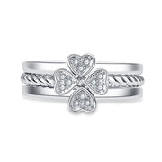 Ring Four-Leaf Clover Ring For Women Split Three-In-One Combination Opening Ring Adjustable Size - Jps collections