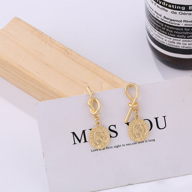 New Vintage Matte Irregular Earring Creative Head Earrings Temperament Women Fashion Earrings Jewelry