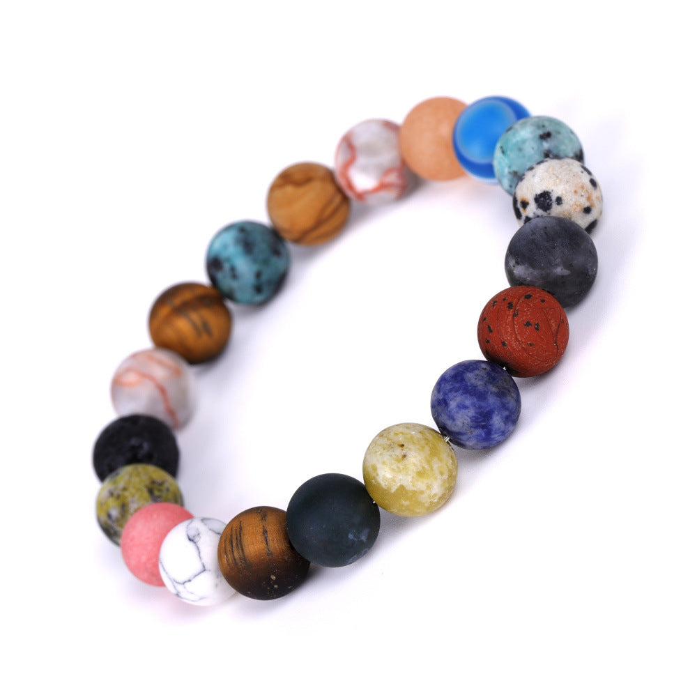 Solar System Eight Stone Planet Bracelet Planets Natural Stone Mala Bead Strand Bracelet For Men Women Handmade Universe Solar Chakra Bracelet Jewelry