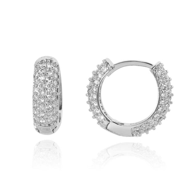 Hoop Earrings Four Row Micro Setting