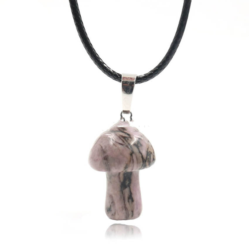 Natural Crystal Mini Small Mushroom Pendant Necklace - Jps collections