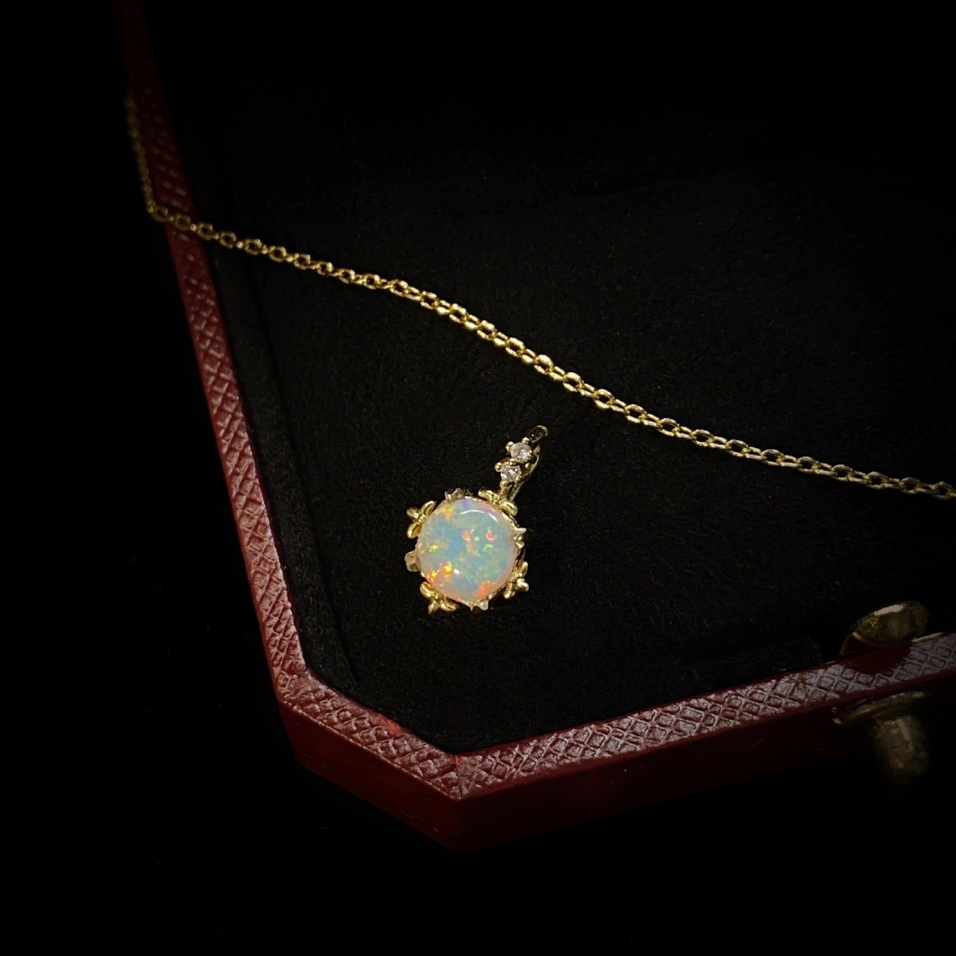 Opal Court Style Glow Gold Plated 14k Yellow Gold Necklace - Jps collections