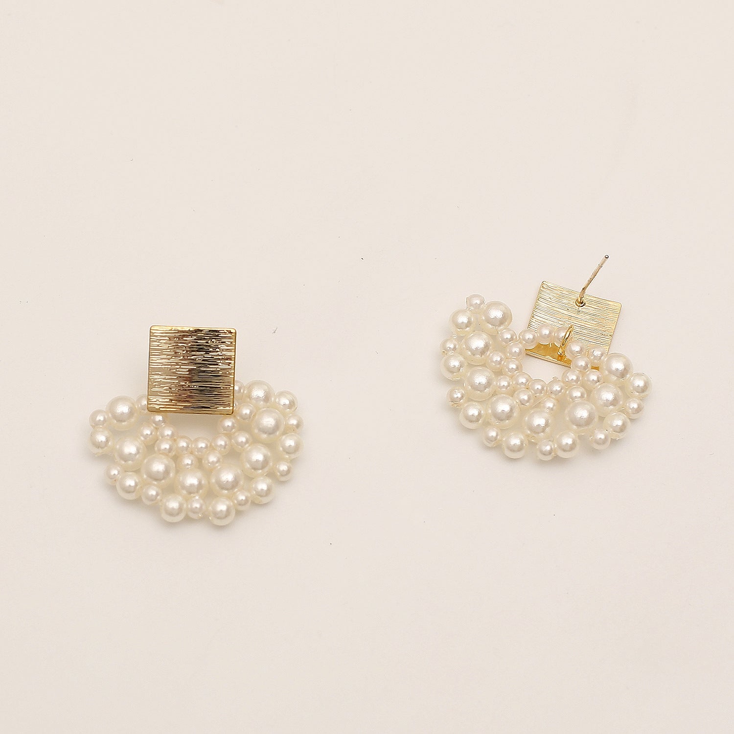 Handmade Pearl Woven Scalloped Pearl Stud Earrings - Jps collections