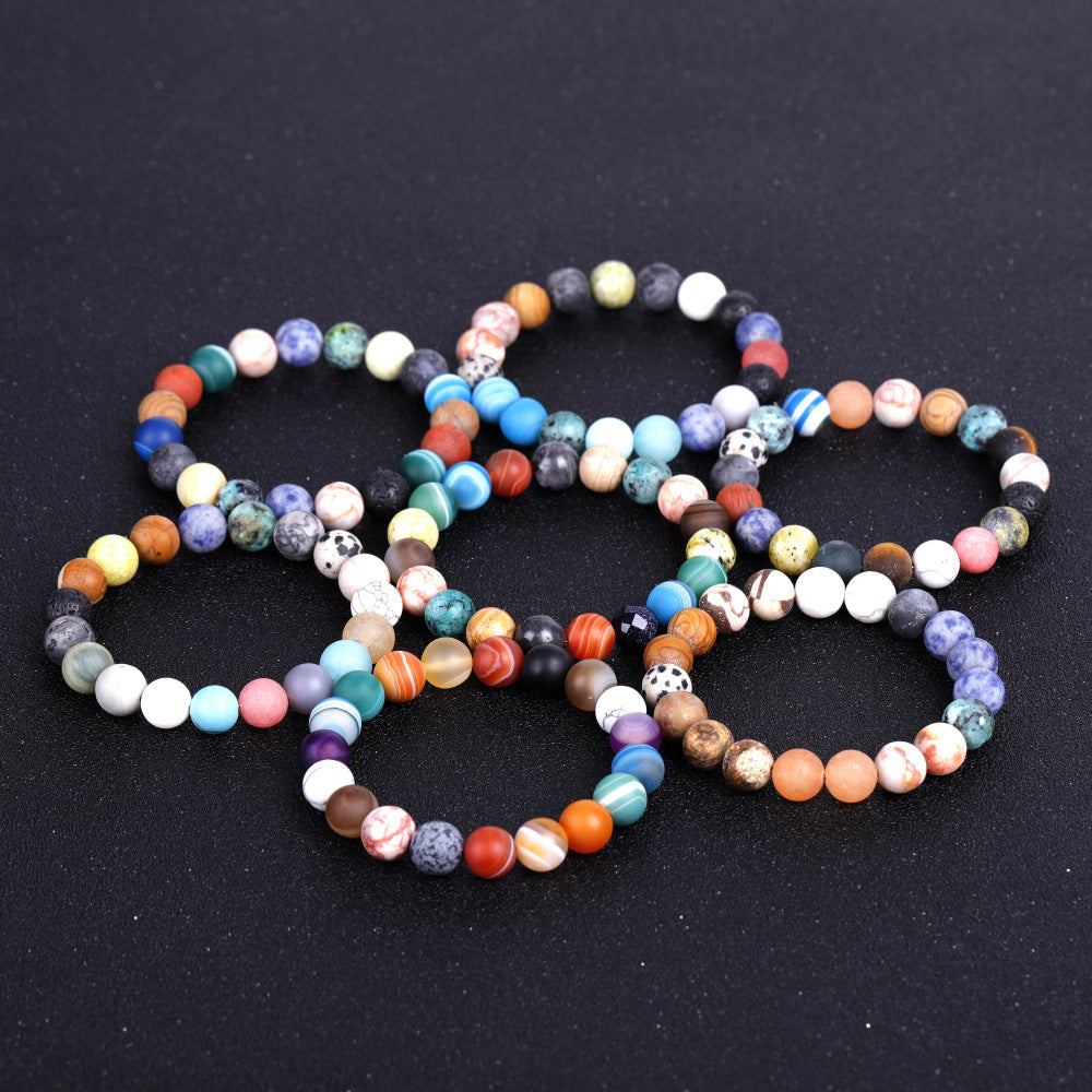 Solar System Eight Stone Planet Bracelet Planets Natural Stone Mala Bead Strand Bracelet For Men Women Handmade Universe Solar Chakra Bracelet Jewelry