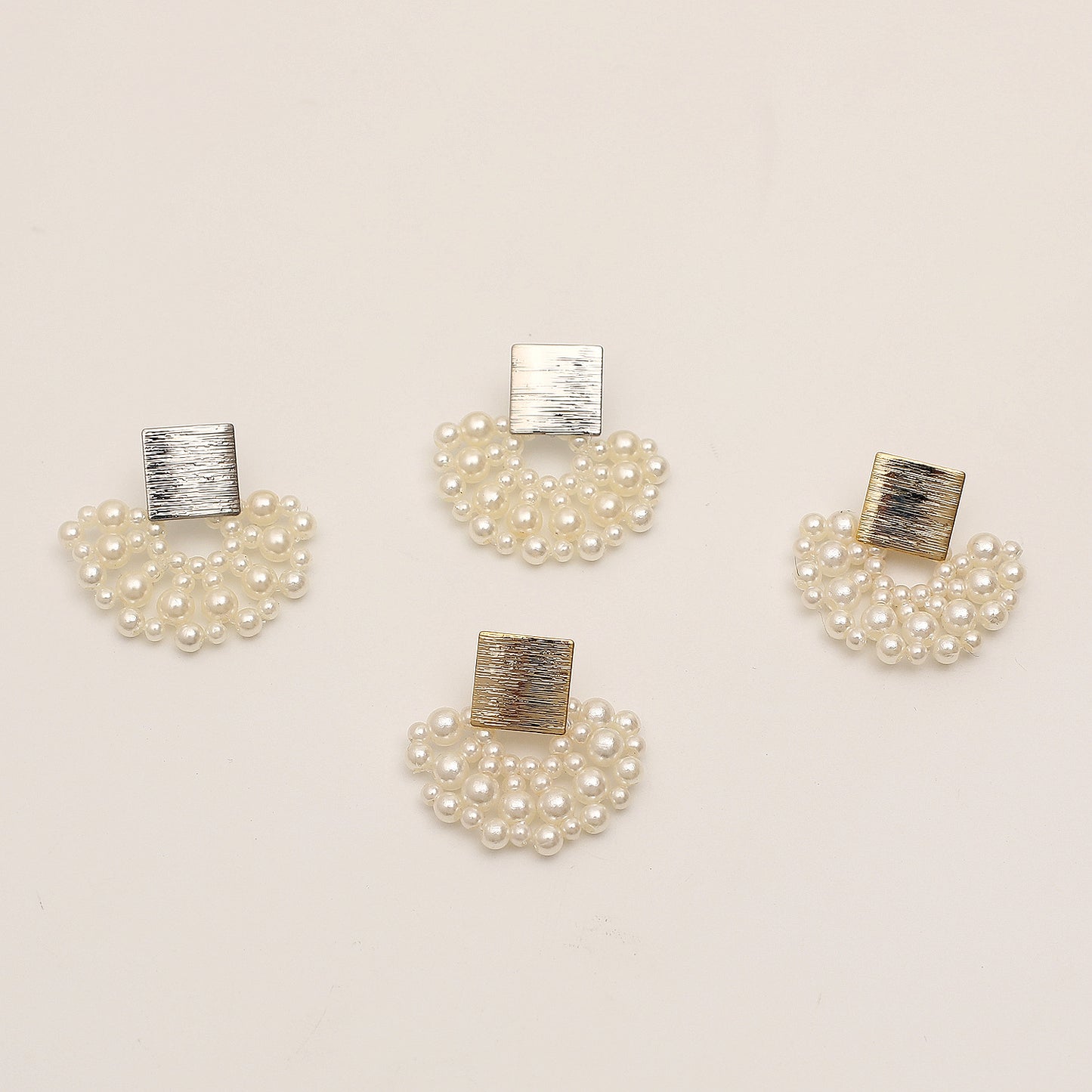 Handmade Pearl Woven Scalloped Pearl Stud Earrings - Jps collections