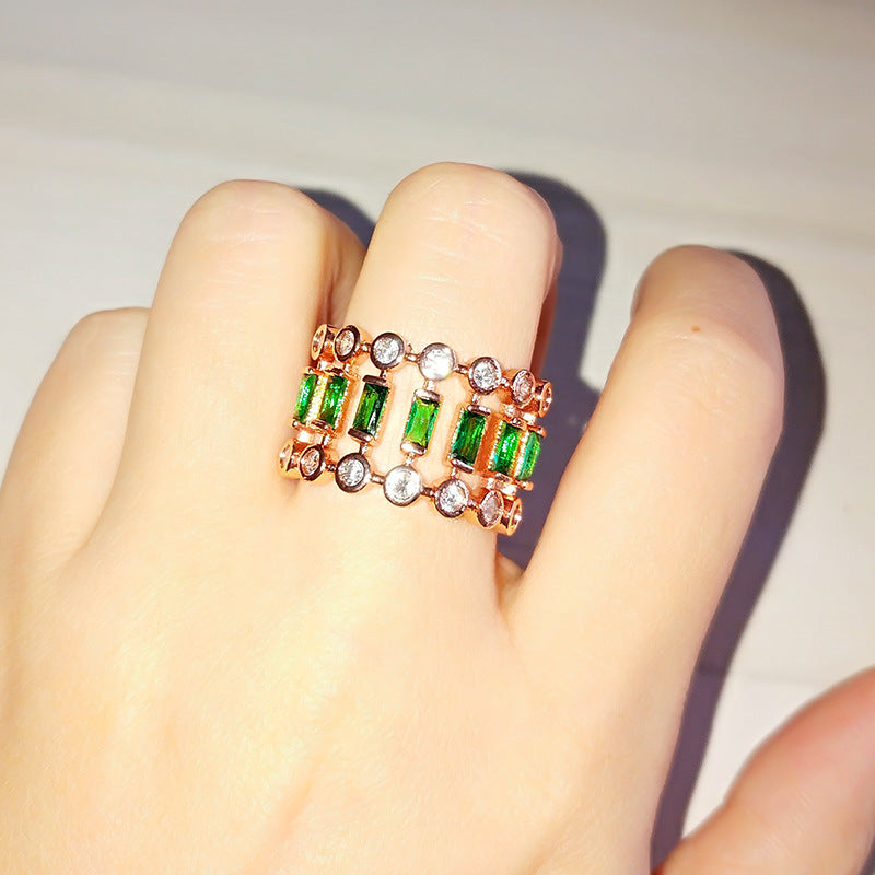 Emerald Gold-plated Hollow Ring Setting - Jps collections