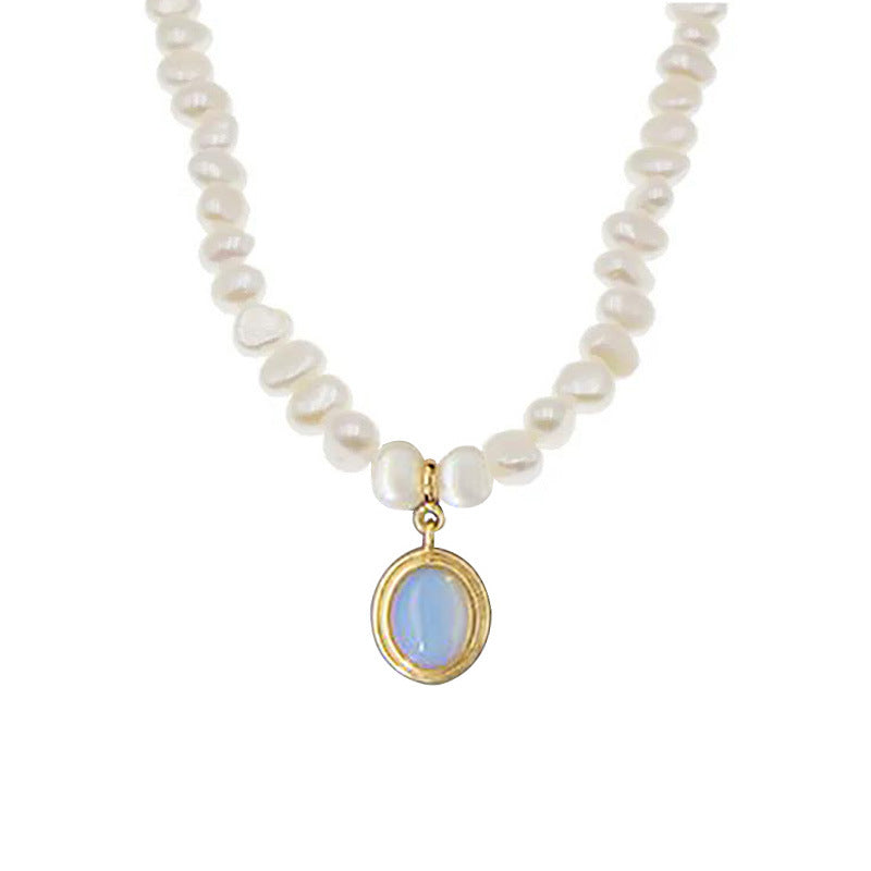 Round Medal Pearl Necklace Irregular Pearl - Jps collections