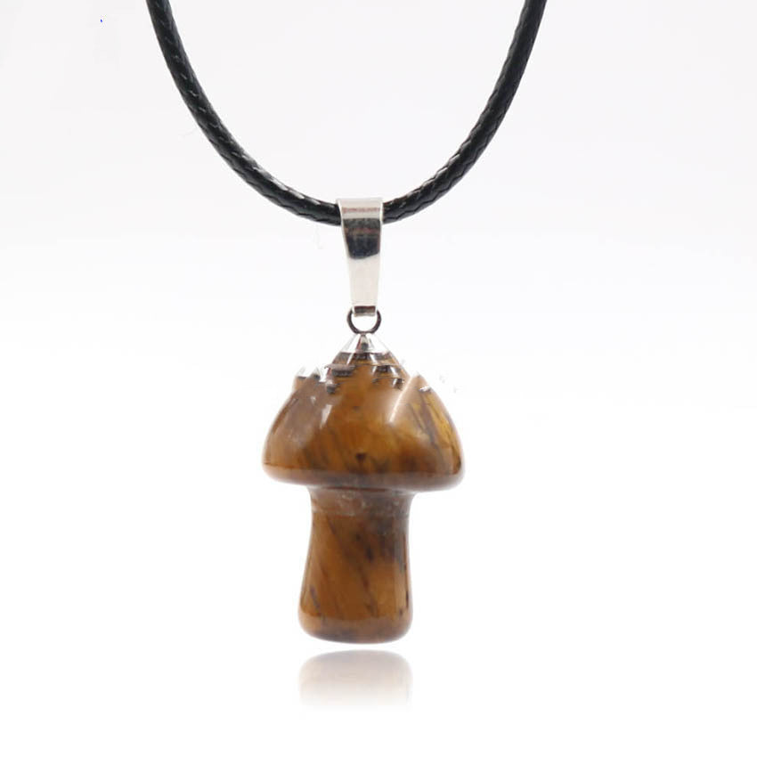 Natural Crystal Mini Small Mushroom Pendant Necklace - Jps collections