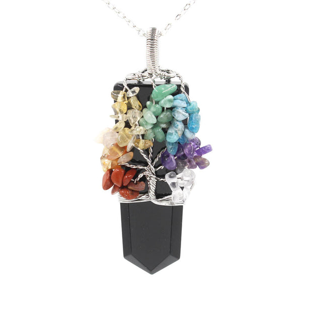 Crystal Column Tree Of Life Winding Pendant Necklace - Jps collections