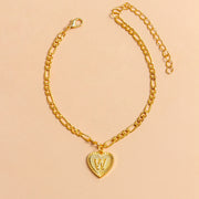 Initial Letter Anklet Gold Color Heart Pendant Foot Bracelets Women