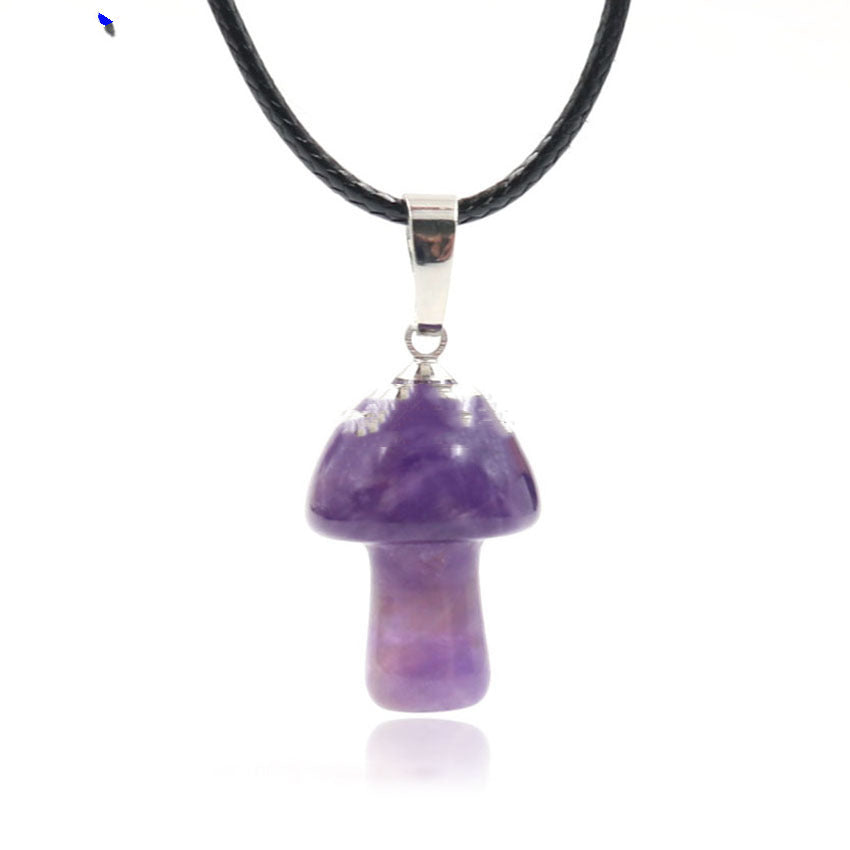 Natural Crystal Mini Small Mushroom Pendant Necklace - Jps collections