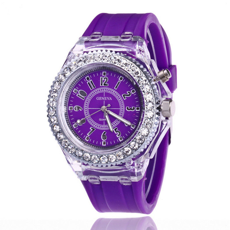 LED Luminous Watches Geneva Women Quartz Watch Women Ladies Silicone Bracelet Watches - Jps collections