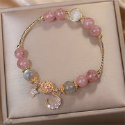 Natural Stone Star And Moon Strawberry Crystal Bracelet