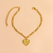 Initial Letter Anklet Gold Color Heart Pendant Foot Bracelets Women