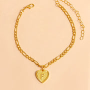 Initial Letter Anklet Gold Color Heart Pendant Foot Bracelets Women