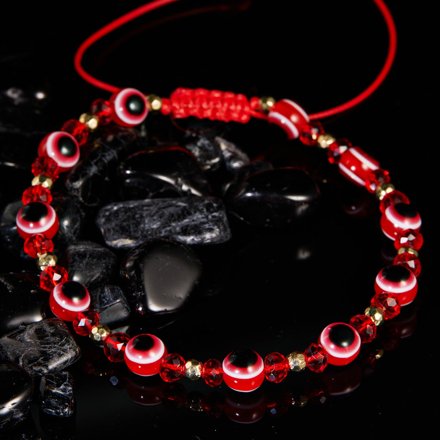 Eye Crystal Bead Pull Adjustable Bracelet - Jps collections