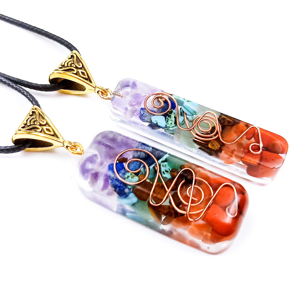 Natural Stone Colorful Gravel Pendant Necklace - Jps collections