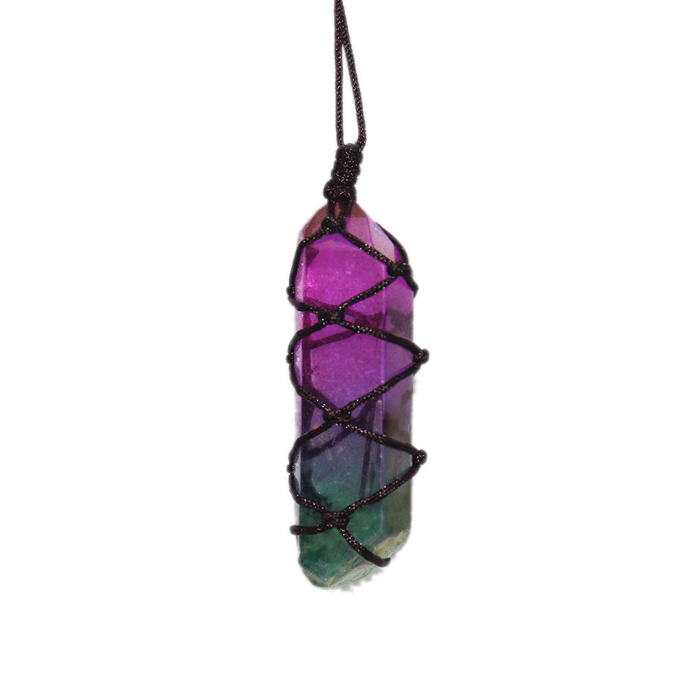 White Crystal Single Crystal Electroplating Double Color Net Pocket Necklace - Jps collections