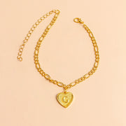 Initial Letter Anklet Gold Color Heart Pendant Foot Bracelets Women